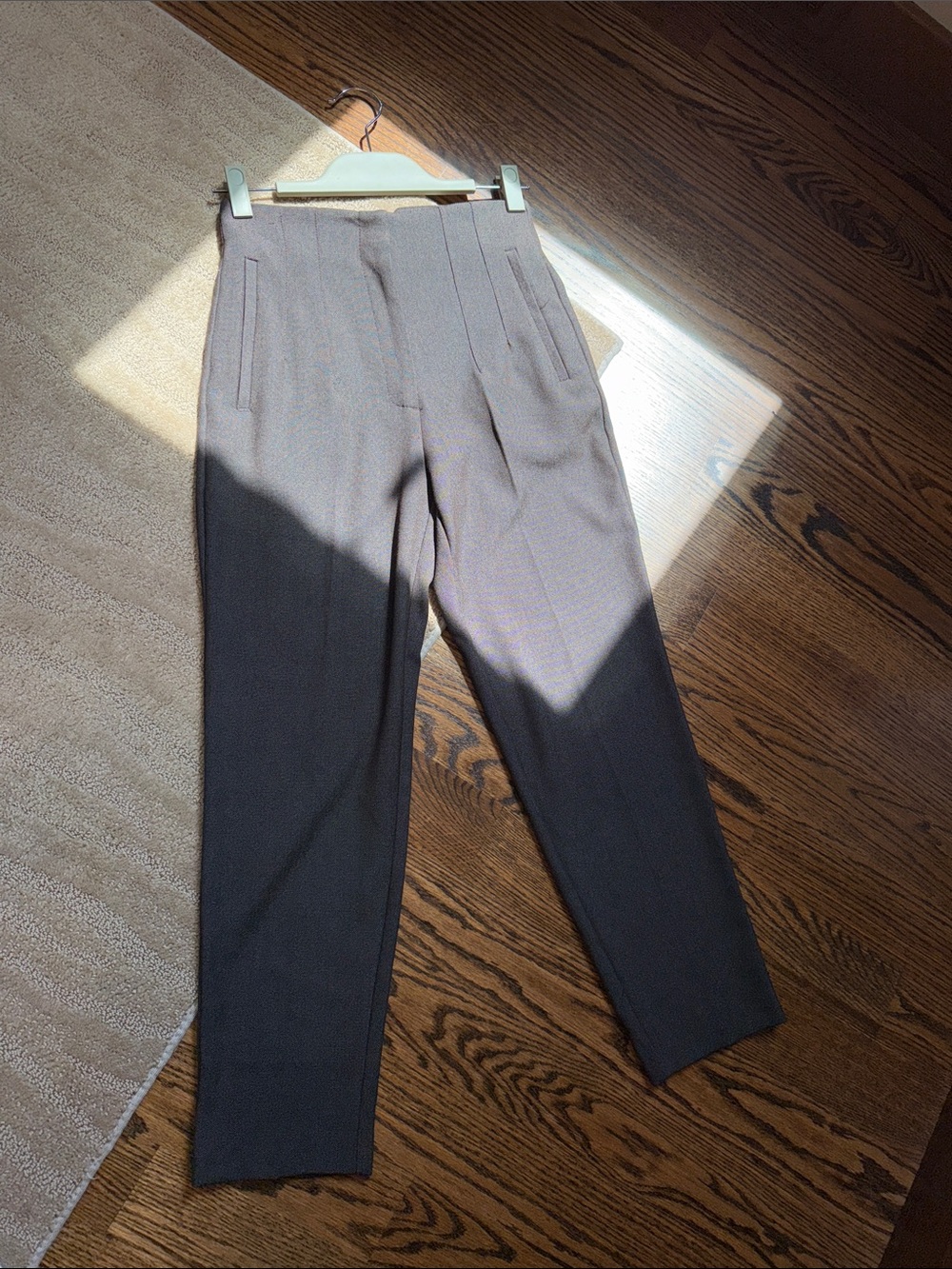 Zara High-Waist Tapered Women's Pants in Dark Brown - Picture 10 of 17